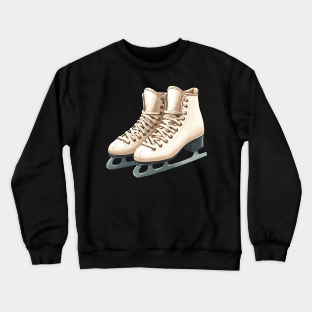 Cream Ice Skating Boots Crewneck Sweatshirt by Siha Arts